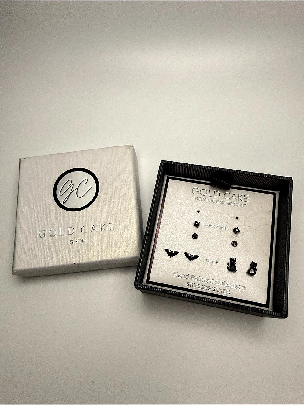 Gold Cake Delicate Collection Hand Painted Sterling Silver Stud Earrings Set